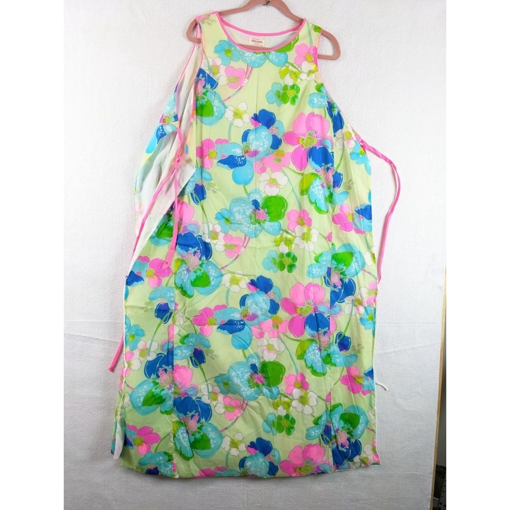 Vintage Hale Aloha Maxi Dress Custom Made Floral Sleeveless XXL See Measurements